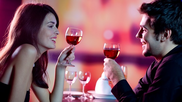 Couple date wine