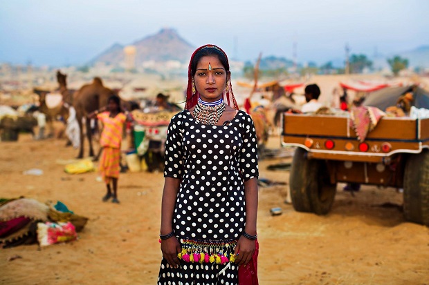 Kalbelia woman at the Pushkar Camel Fair, India.