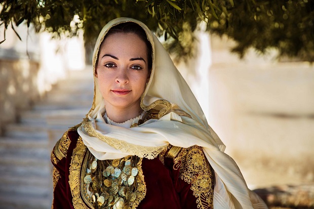 Kalliopi from Greece wears an amazing old costume, inherited from her grandmother.