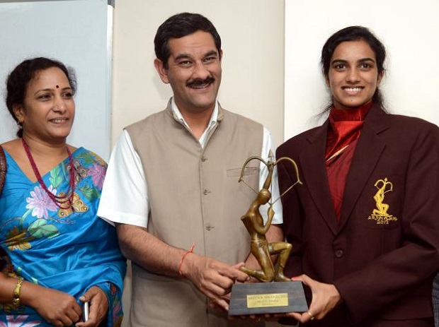pv sindhu with Arjuna Award