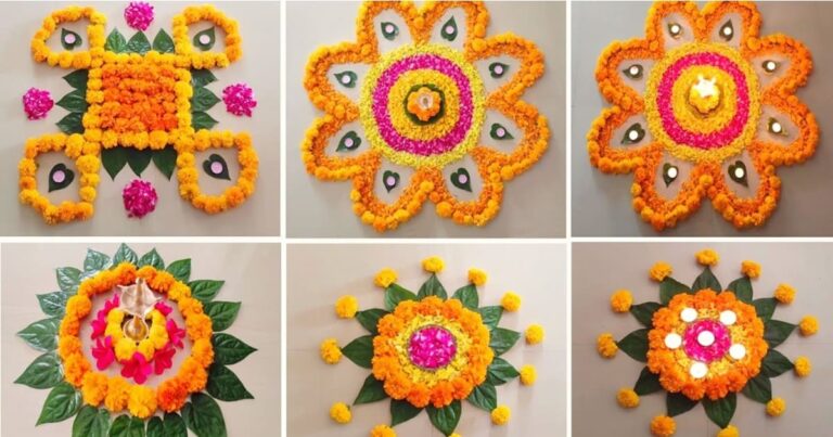 31 Flower Rangoli Designs For Diwali And Other Occasions