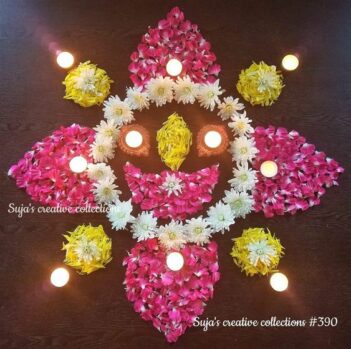 31 Flower Rangoli Designs For Diwali And Other Occasions